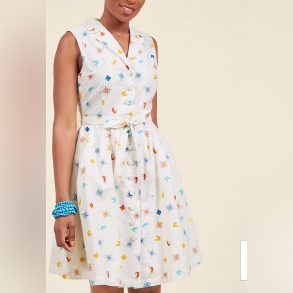 ModCloth Dress Compass Anchor Binocular Nautical XXS No Belt